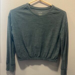 Old Navy Sport Breathe On Green Long Sleeve Crop Crew Neck Top -L